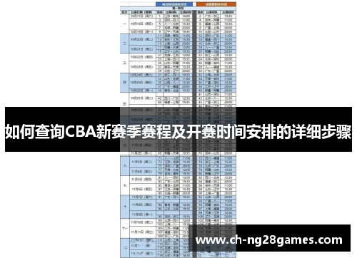 如何查询CBA新赛季赛程及开赛时间安排的详细步骤