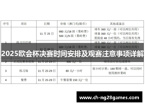 2025欧会杯决赛时间安排及观赛注意事项详解